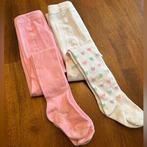 18–36M Tights Set | Pink + Heart Print | Cozy Thick Knit | Diaper-Friendly Fit